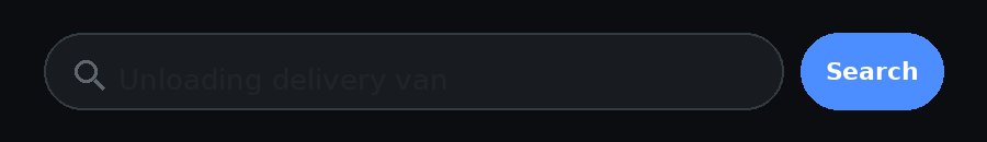 Rotating placeholder text inside the empty search bar cycling through example queries