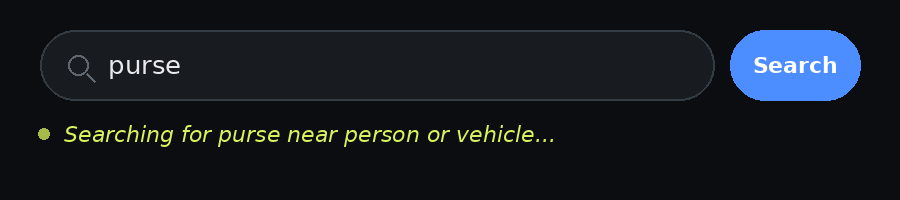 Status message reading Searching for person near television, for a query about something merely nearby