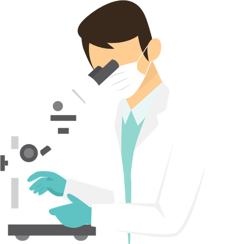 Lab worker at a microscope