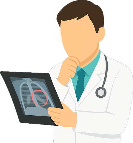Doctor reviewing a chest X-ray