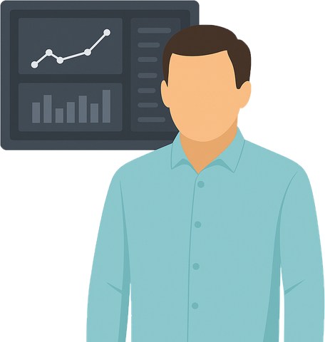 Health worker in front of a dashboard